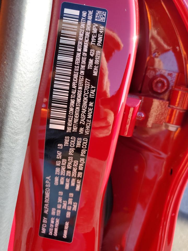 2019 Alfa Romeo Stelvio Ti VIN: ZASPAKBN0K7C70377 Lot: 70731705