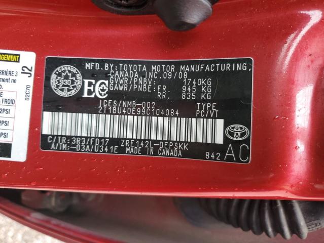 2009 TOYOTA COROLLA BASE  