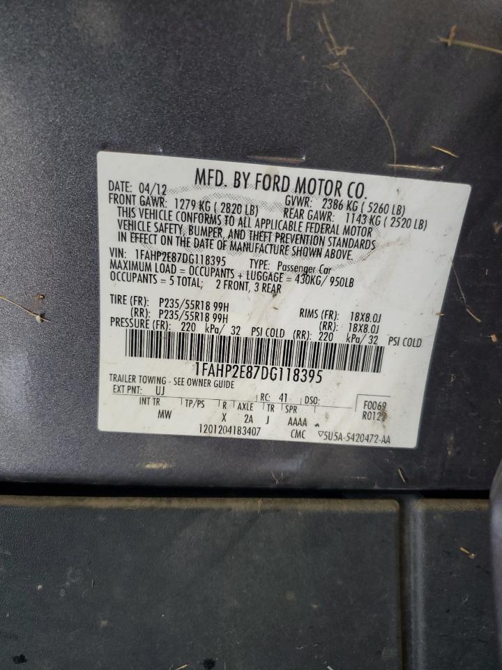2013 Ford Taurus Sel VIN: 1FAHP2E87DG118395 Lot: 68626535