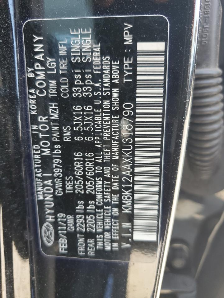 2019 Hyundai Kona Se VIN: KM8K12AAXKU318790 Lot: 70233315