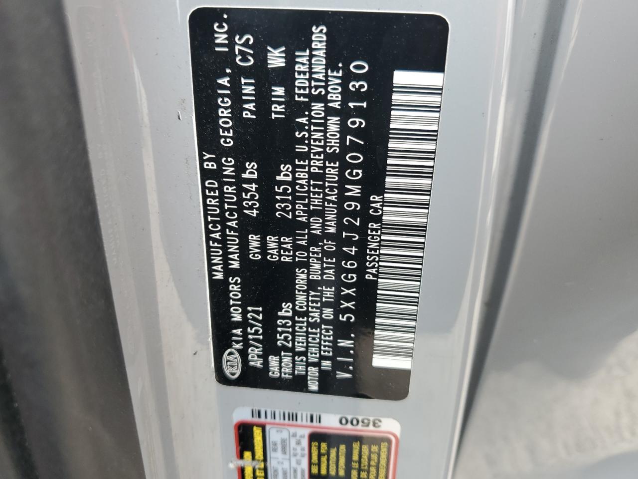 2021 Kia K5 Gt Line VIN: 5XXG64J29MG079130 Lot: 67035815