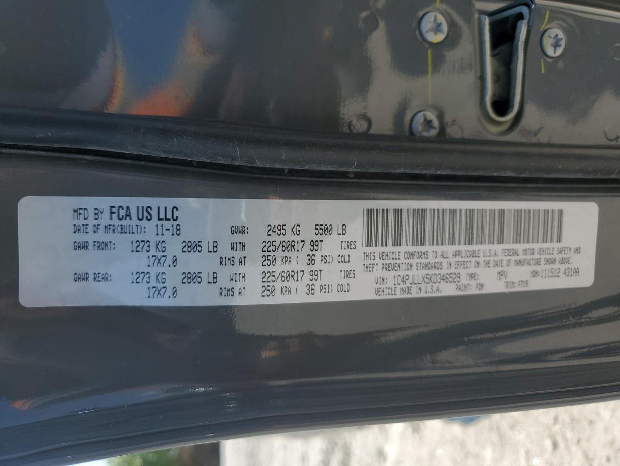 2019 Jeep Cherokee Latitude Plus VIN: 1C4PJLLX5KD346529 Lot: 68974205