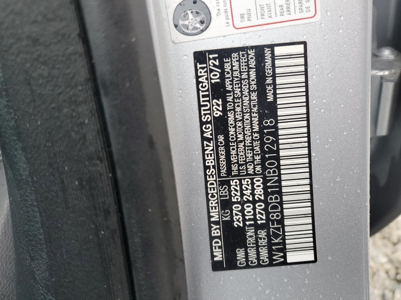 2022 Mercedes-Benz E 350 VIN: W1KZF8DB1NB012918 Lot: 67261375