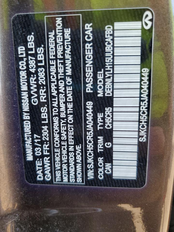 2018 Infiniti Qx30 Base VIN: SJKCH5CR5JA040449 Lot: 69216425