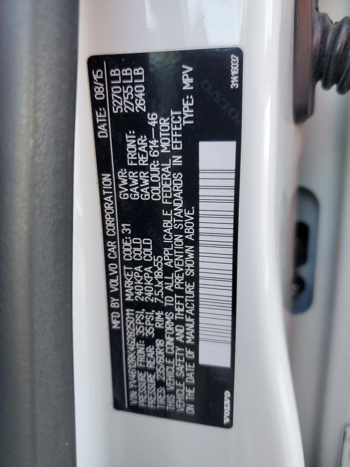 2016 Volvo Xc60 T5 Premier VIN: YV4612RK4G2825011 Lot: 69014295