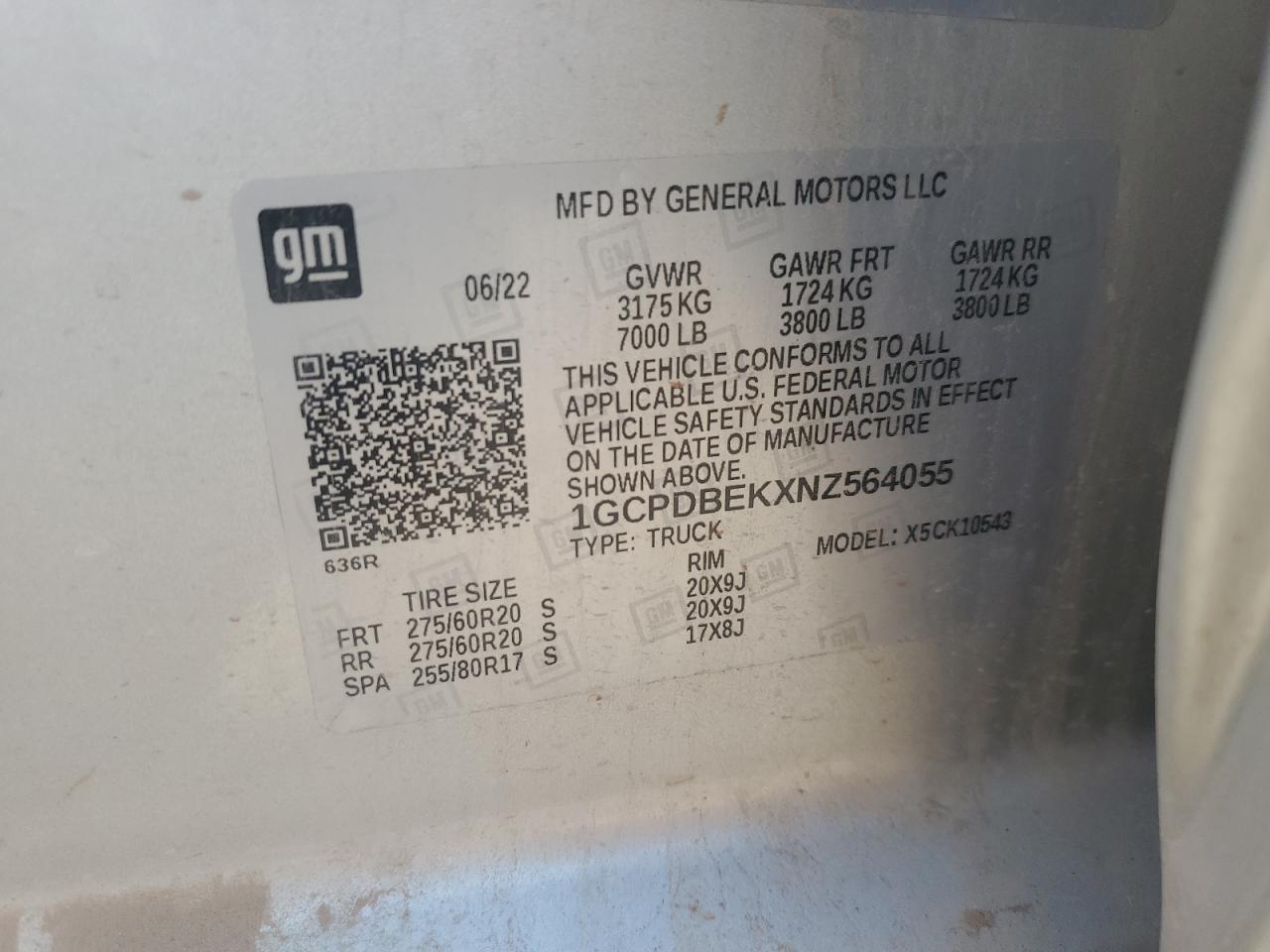 2022 Chevrolet Silverado K1500 Custom VIN: 1GCPDBEKXNZ564055 Lot: 67629685