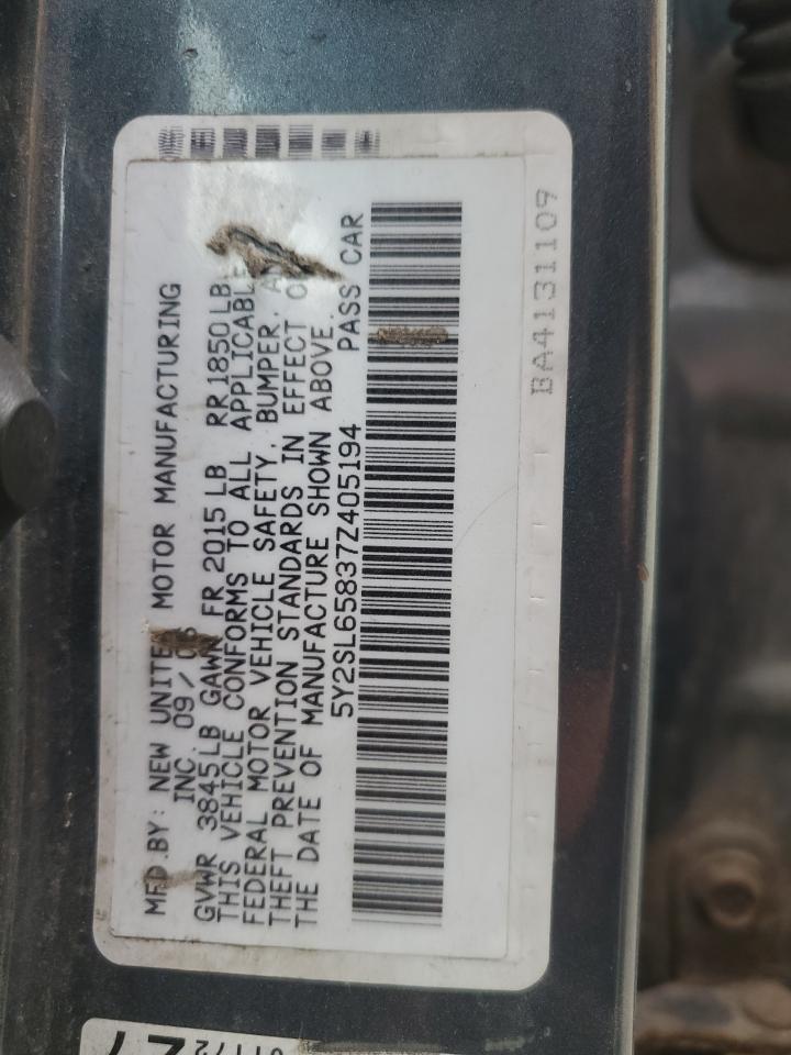 2007 Pontiac Vibe VIN: 5Y2SL65837Z405194 Lot: 67668165