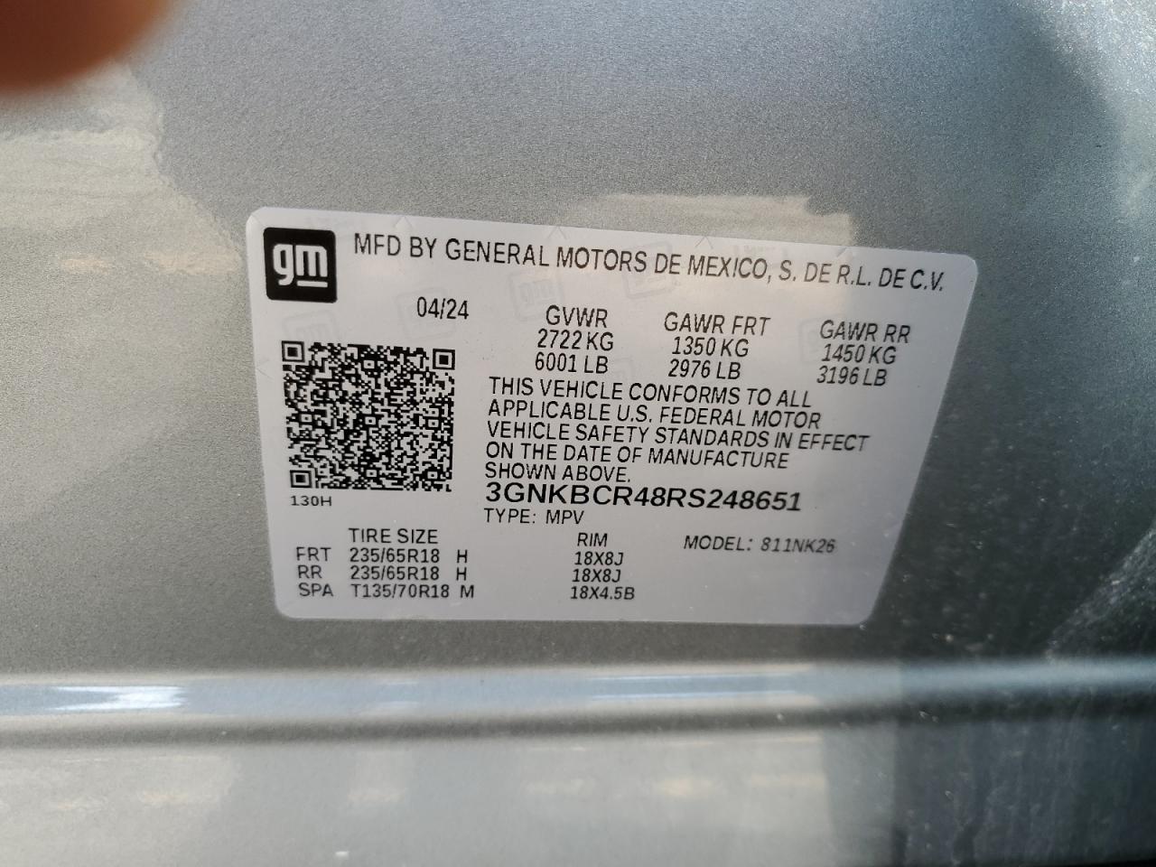 2024 Chevrolet Blazer 2Lt VIN: 3GNKBCR48RS248651 Lot: 70356355