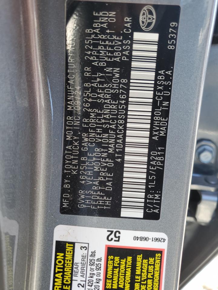 2025 Toyota Camry Xse VIN: 4T1DAACK8SU546778 Lot: 69690095