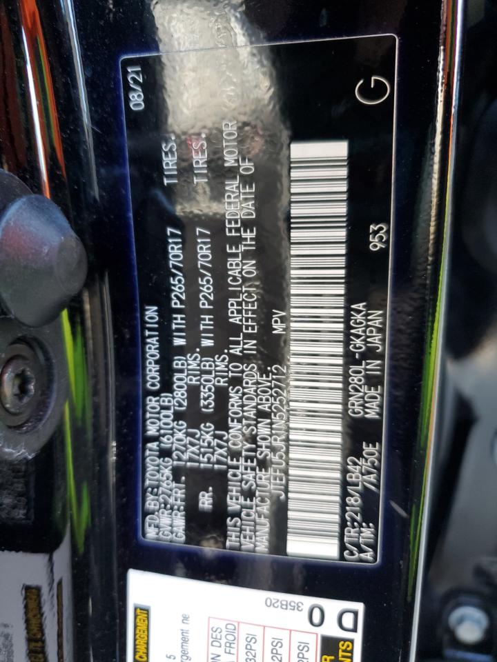 2022 Toyota 4Runner Sr5 VIN: JTEFU5JR1N5252712 Lot: 69943655