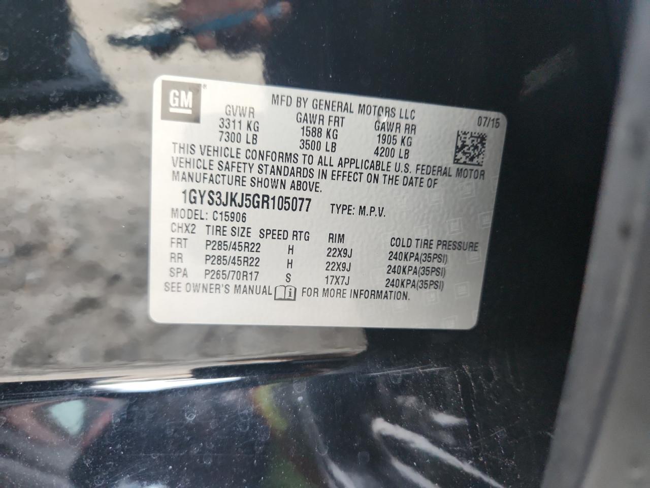 2016 Cadillac Escalade Esv Premium VIN: 1GYS3JKJ5GR105077 Lot: 69497525