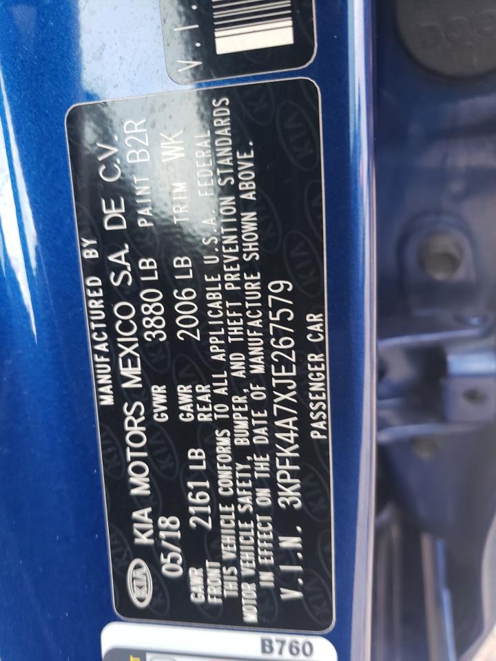 2018 Kia Forte Lx VIN: 3KPFK4A7XJE267579 Lot: 67528615