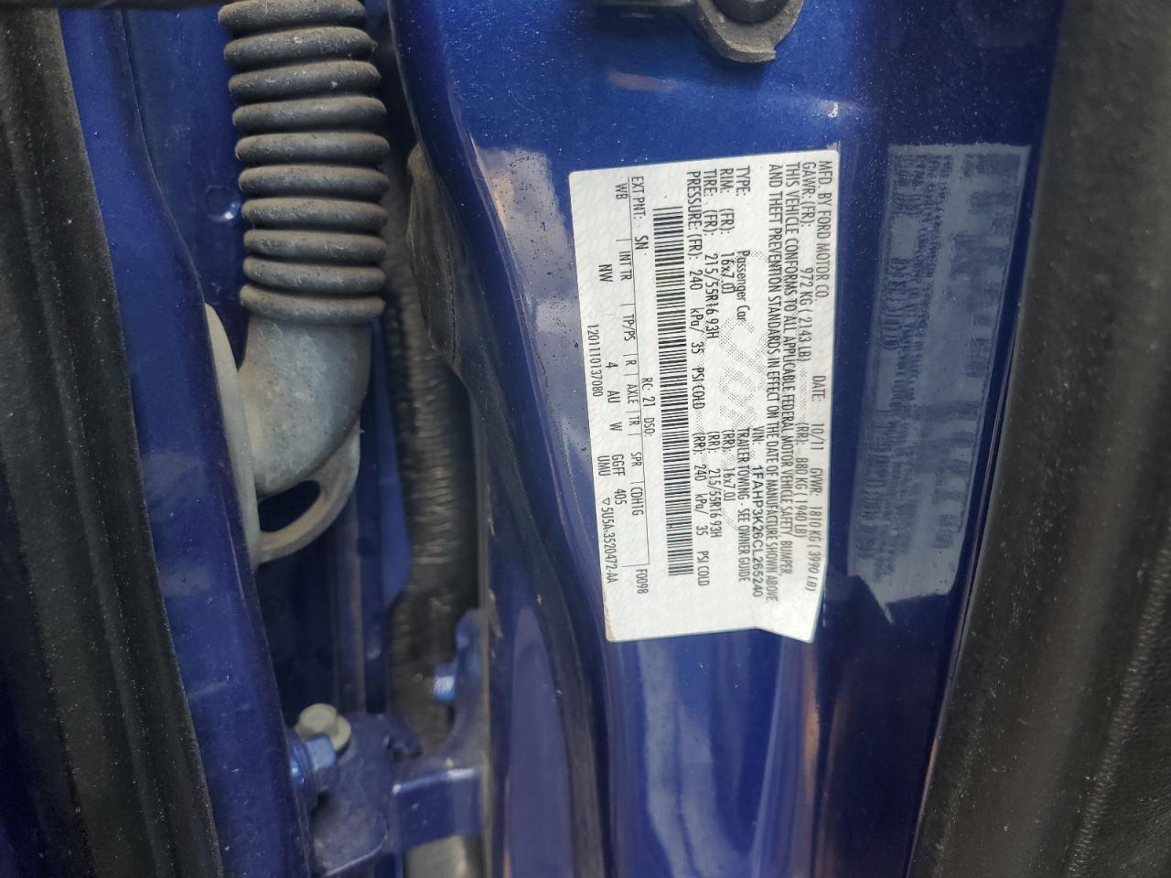 2012 Ford Focus Se VIN: 1FAHP3K26CL265240 Lot: 69834865