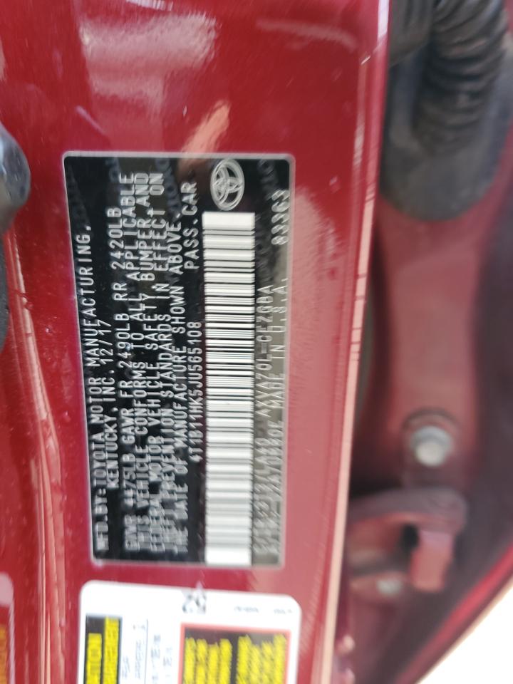 4T1B11HK5JU565108 2018 Toyota Camry L