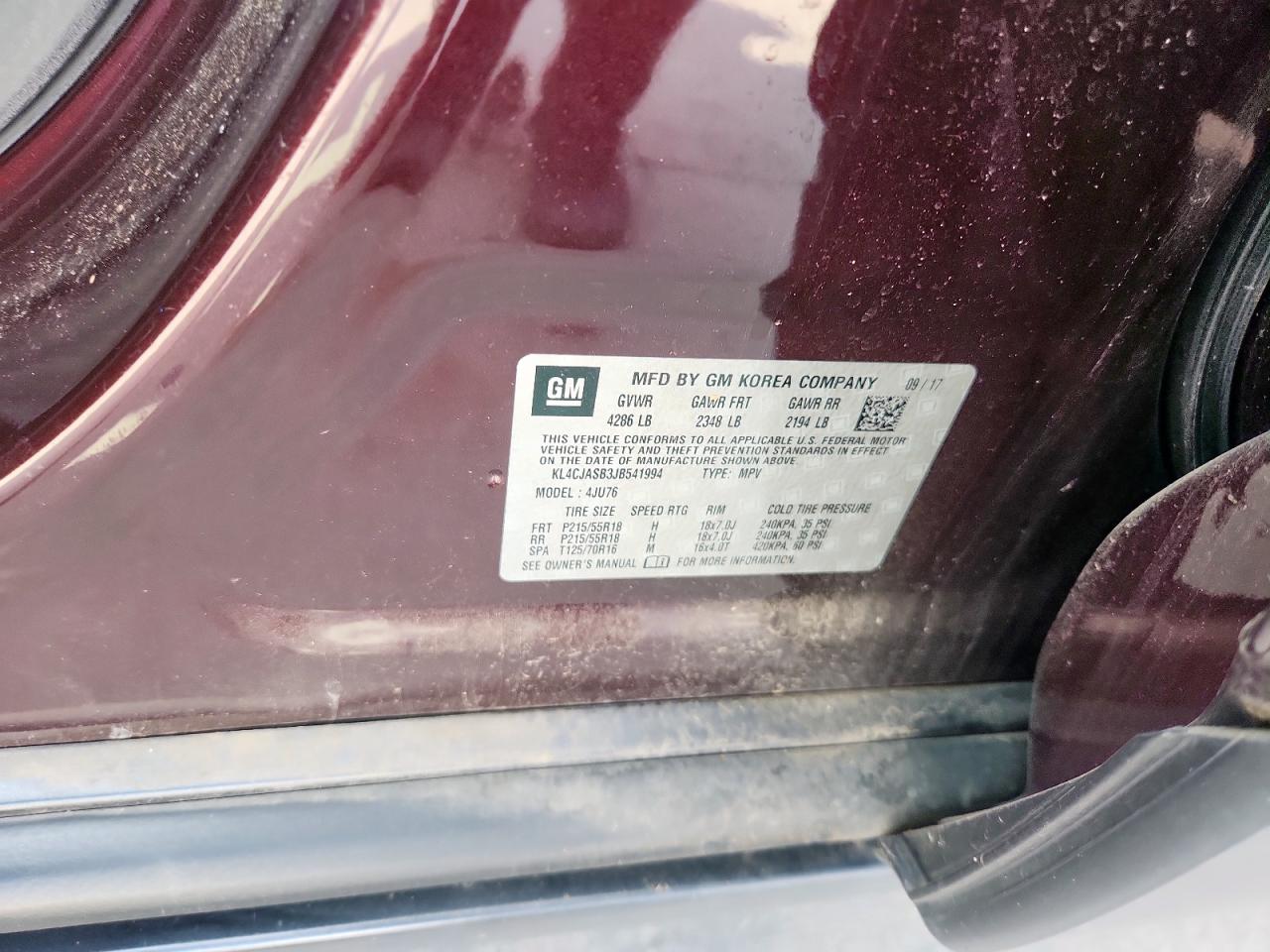 2018 Buick Encore Preferred VIN: KL4CJASB3JB541994 Lot: 69863835