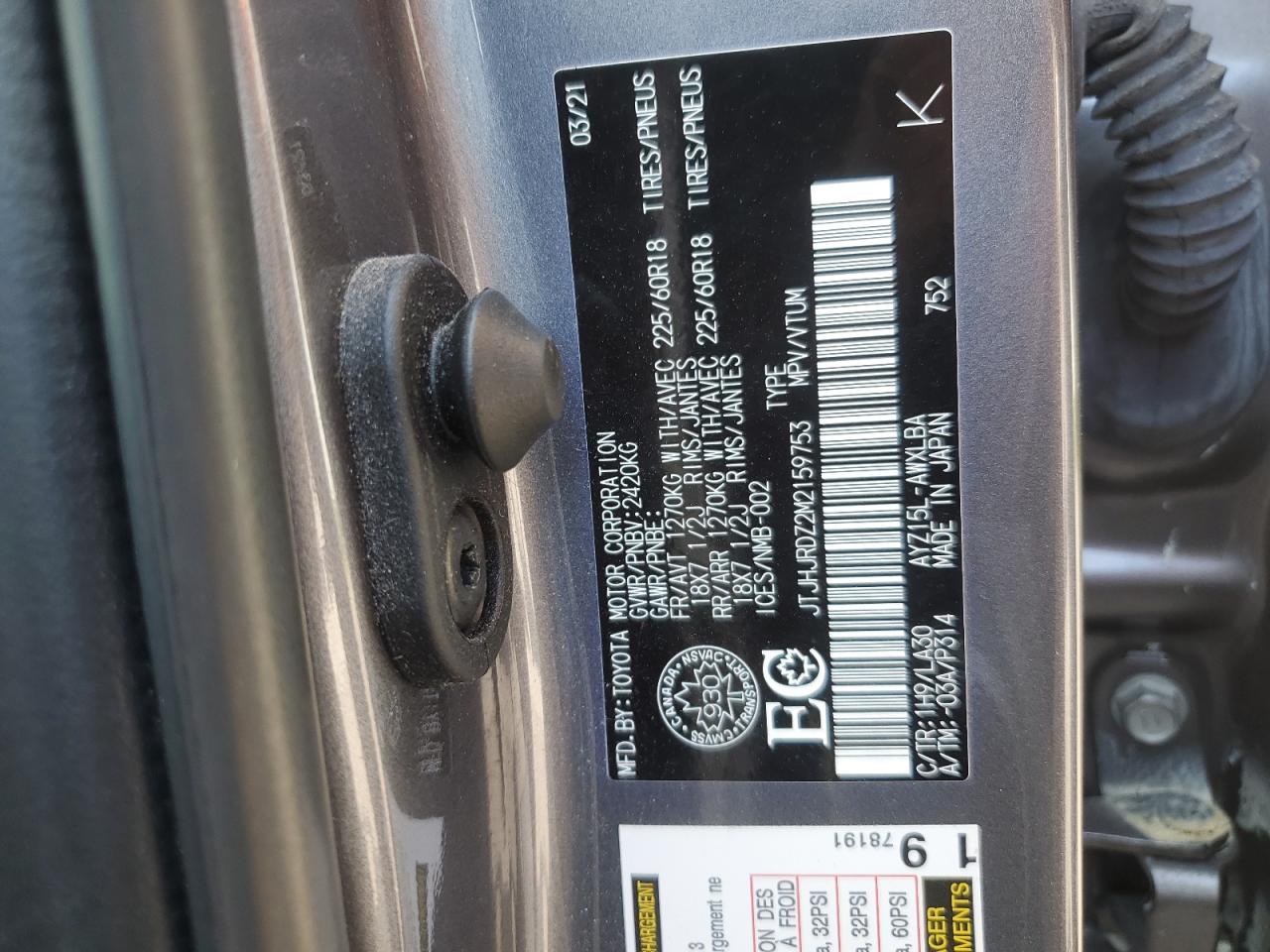 2021 Lexus Nx 300H Base VIN: JTJHJRDZ2M2159753 Lot: 67618215