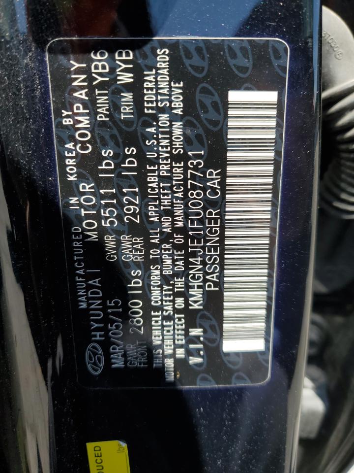 2015 Hyundai Genesis 3.8L VIN: KMHGN4JE1FU087731 Lot: 68514045