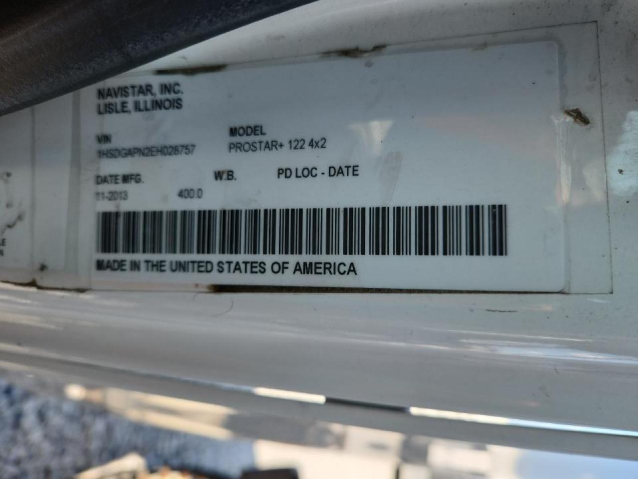 2014 International Prostar Semi Truck VIN: 1HSDGAPN2EH028757 Lot: 68003265