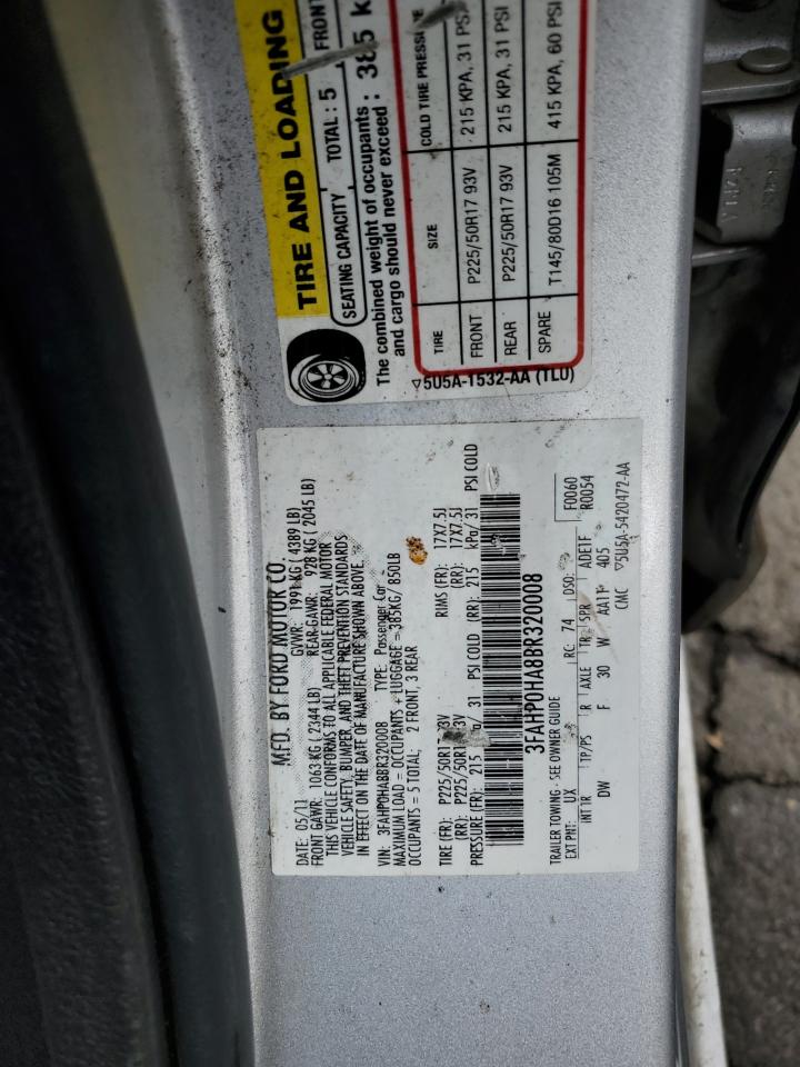 2011 Ford Fusion Se VIN: 3FAHP0HA8BR320008 Lot: 67868125