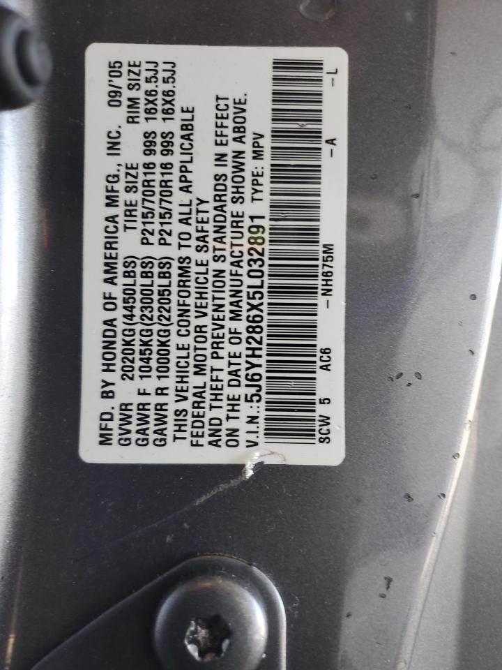 2005 Honda Element Ex VIN: 5J6YH286X5L032H91 Lot: 67639665