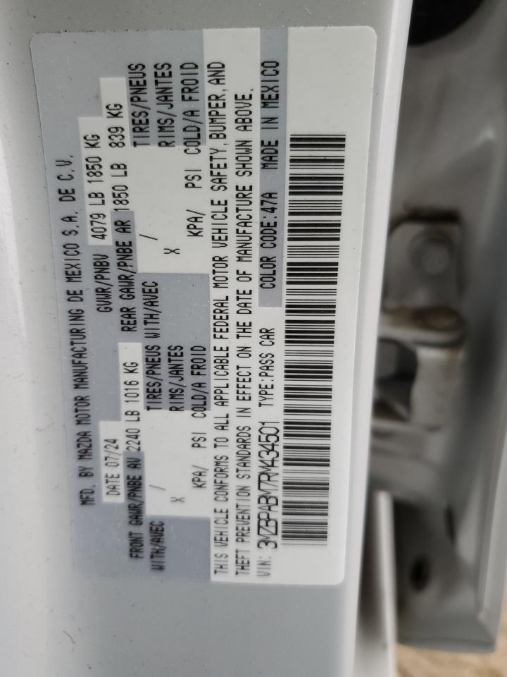 2024 Mazda 3 Select Sport VIN: 3MZBPABM7RM434501 Lot: 68250515