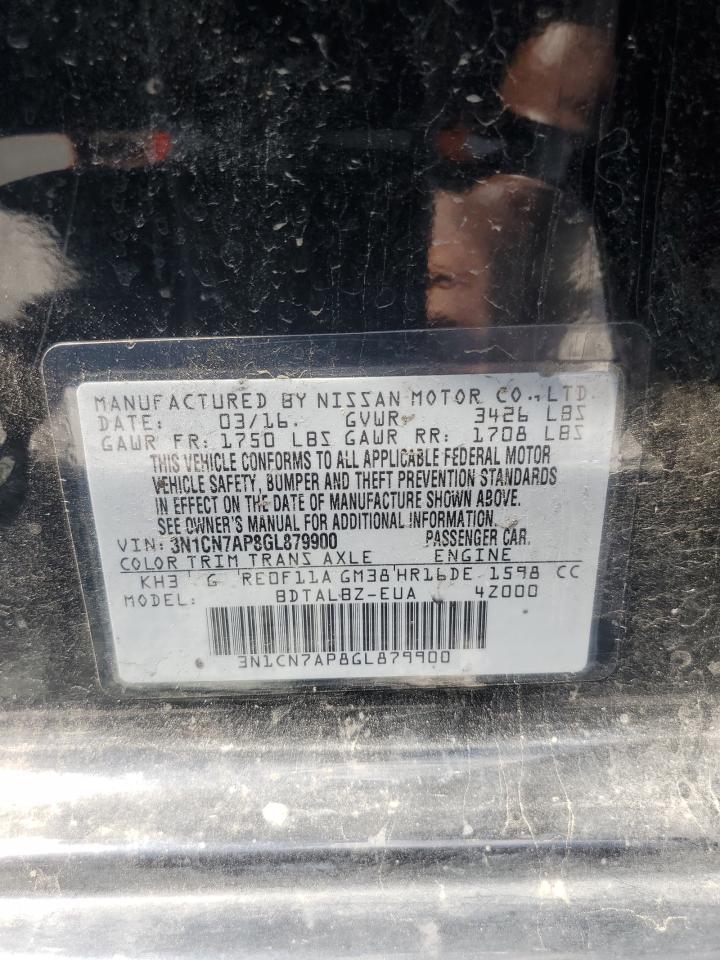 2016 Nissan Versa S VIN: 3N1CN7AP8GL879900 Lot: 67944875