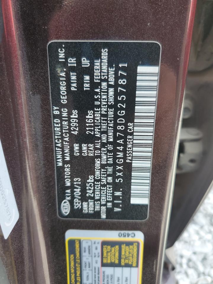 2013 Kia Optima Lx VIN: 5XXGM4A78DG257871 Lot: 70350515