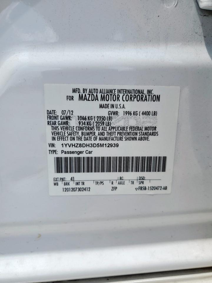 2013 Mazda 6 Touring VIN: 1YVHZ8DH3D5M12939 Lot: 67312445