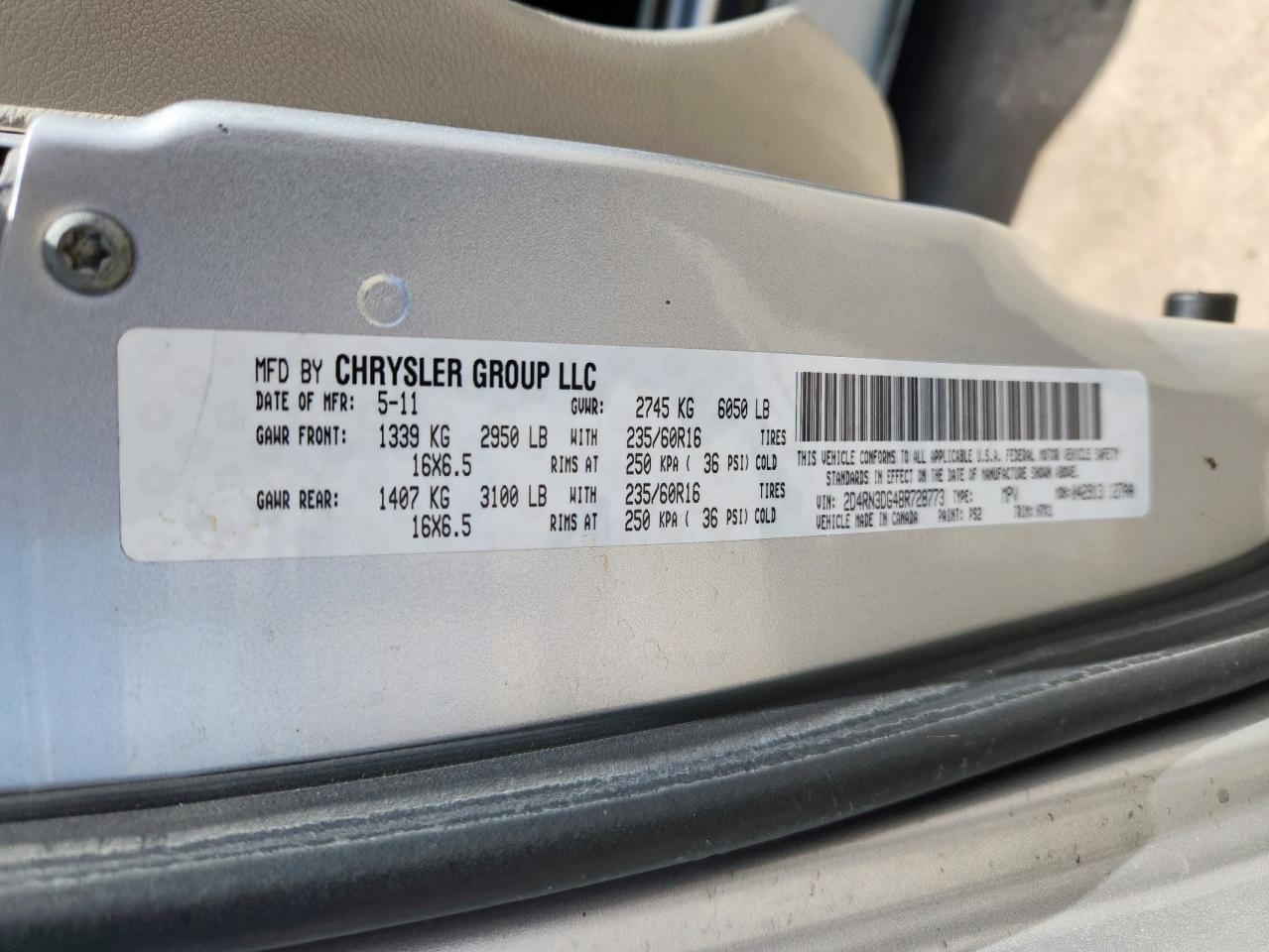 2011 Dodge Grand Caravan Mainstreet VIN: 2D4RN3DG4BR728773 Lot: 69261765