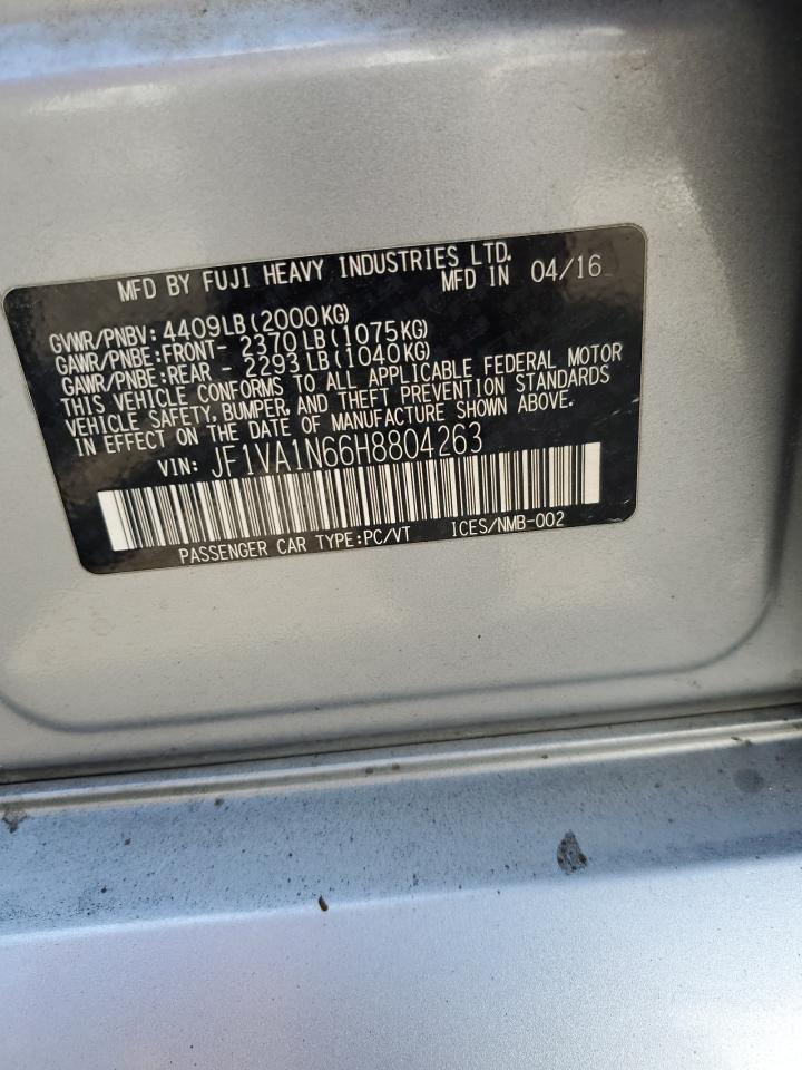 2017 Subaru Wrx Limited VIN: JF1VA1N66H8804263 Lot: 70894625