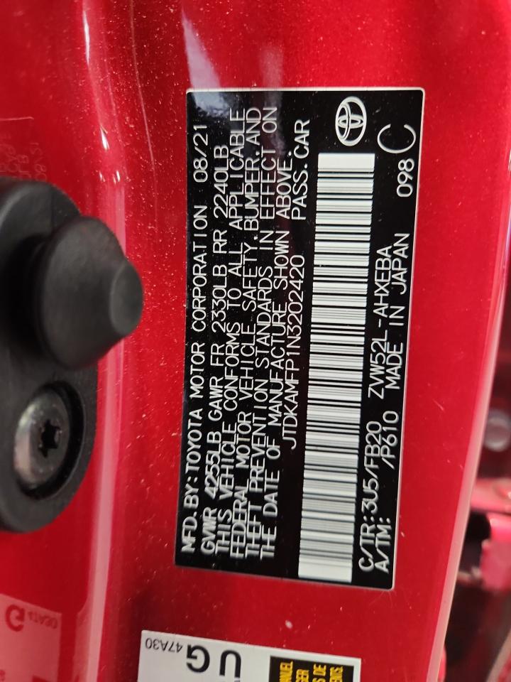 2022 Toyota Prius Prime Le VIN: JTDKAMFP1N3202420 Lot: 70060105