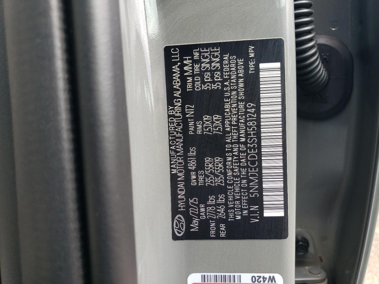 2025 Hyundai Tucson Limited VIN: 5NMJECDE3SH581249 Lot: 71012055