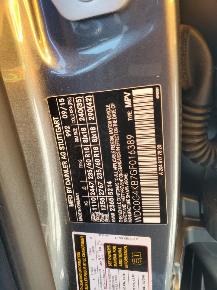 2016 Mercedes-Benz Glc 300 4Matic VIN: WDC0G4KB7GF016389 Lot: 70582425