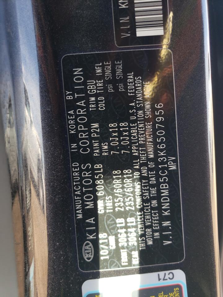 2019 Kia Sedona Lx VIN: KNDMB5C13K6507956 Lot: 70655655