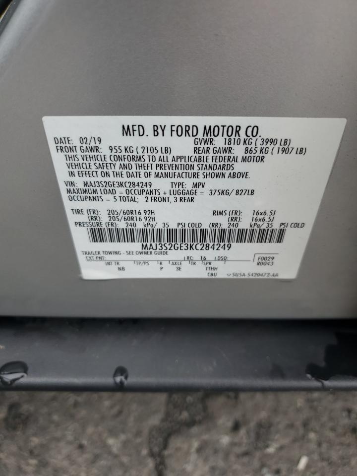 2019 Ford Ecosport Se VIN: MAJ3S2GE3KC284249 Lot: 66580245