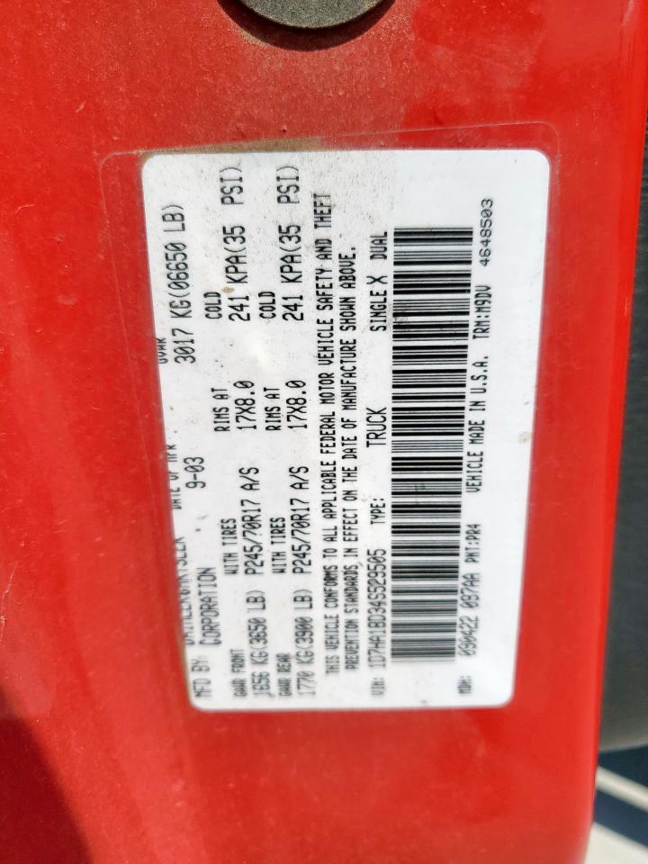 2004 Dodge Ram 1500 St VIN: 1D7HA18D34S529505 Lot: 69766535