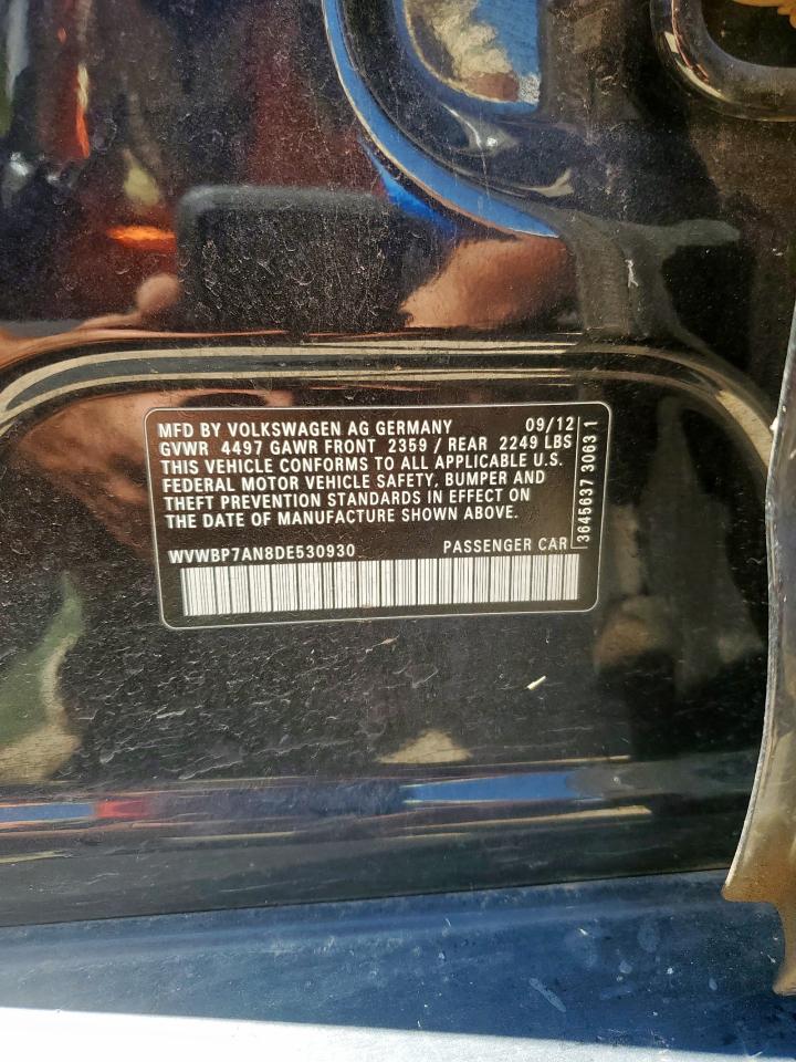 2013 Volkswagen Cc Sport VIN: WVWBP7AN8DE530930 Lot: 69970025