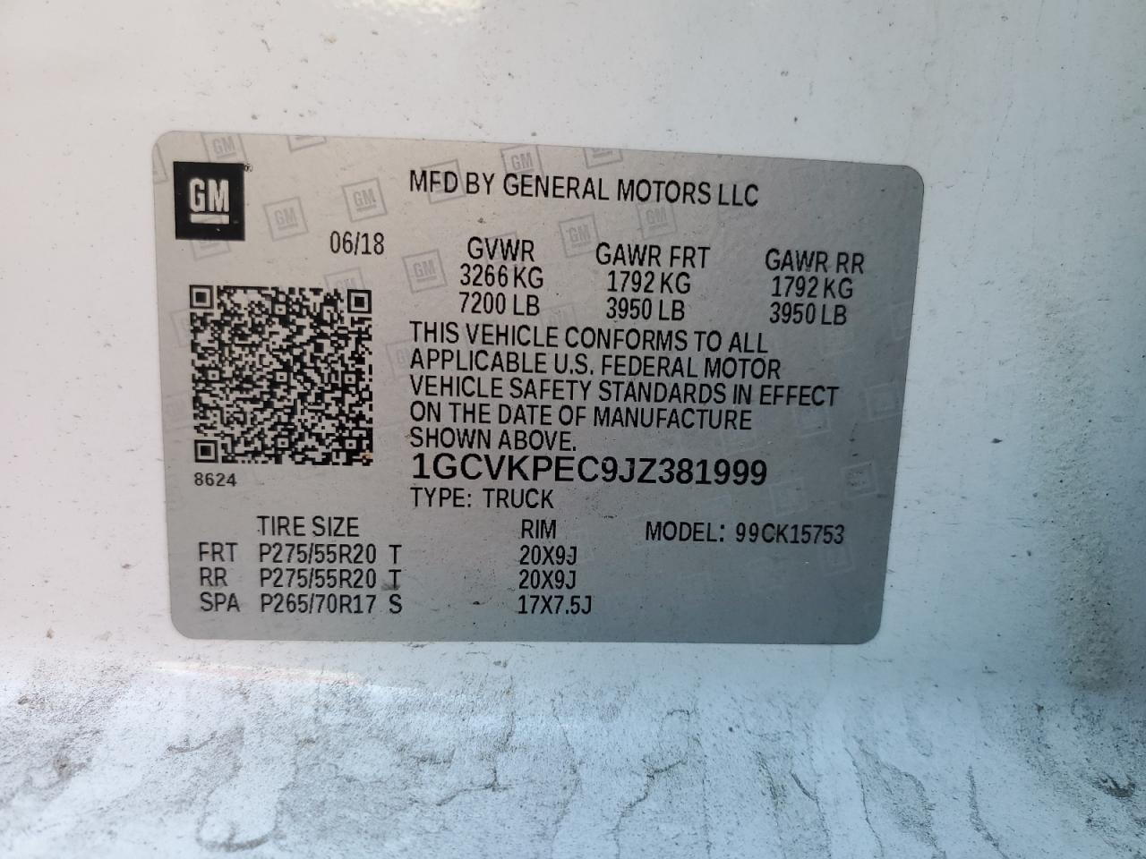 2018 Chevrolet Silverado K1500 Custom VIN: 1GCVKPEC9JZ381999 Lot: 68750035