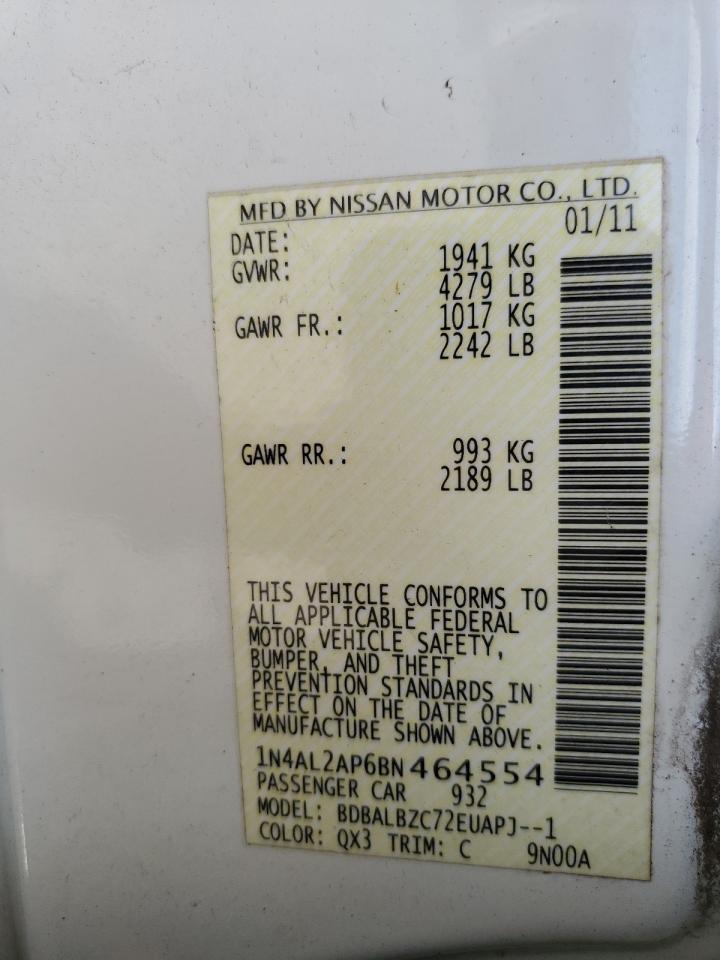 2011 Nissan Altima Base VIN: 1N4AL2AP6BN464554 Lot: 67096925