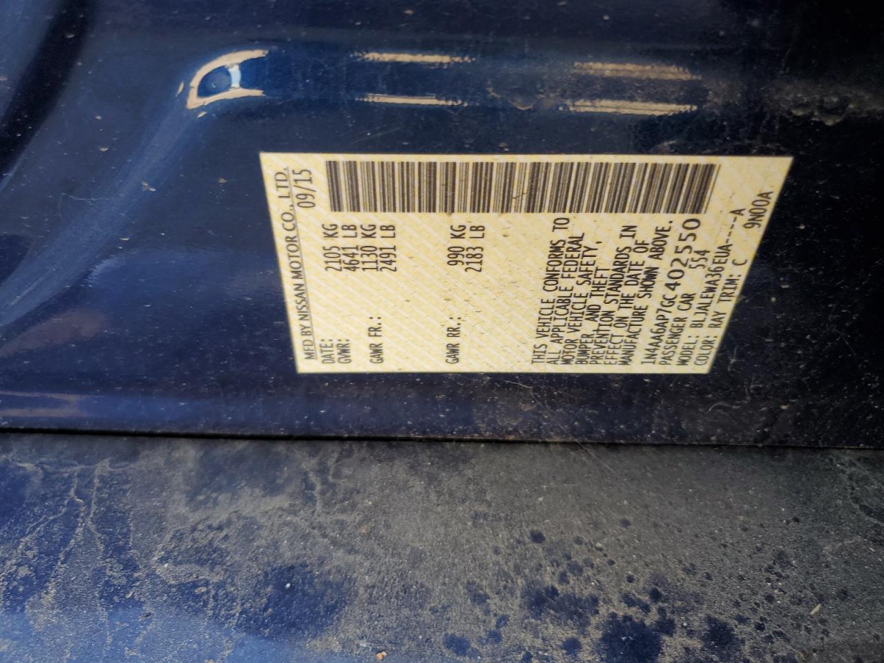 2016 Nissan Maxima 3.5S VIN: 1N4AA6AP7GC402550 Lot: 64573545