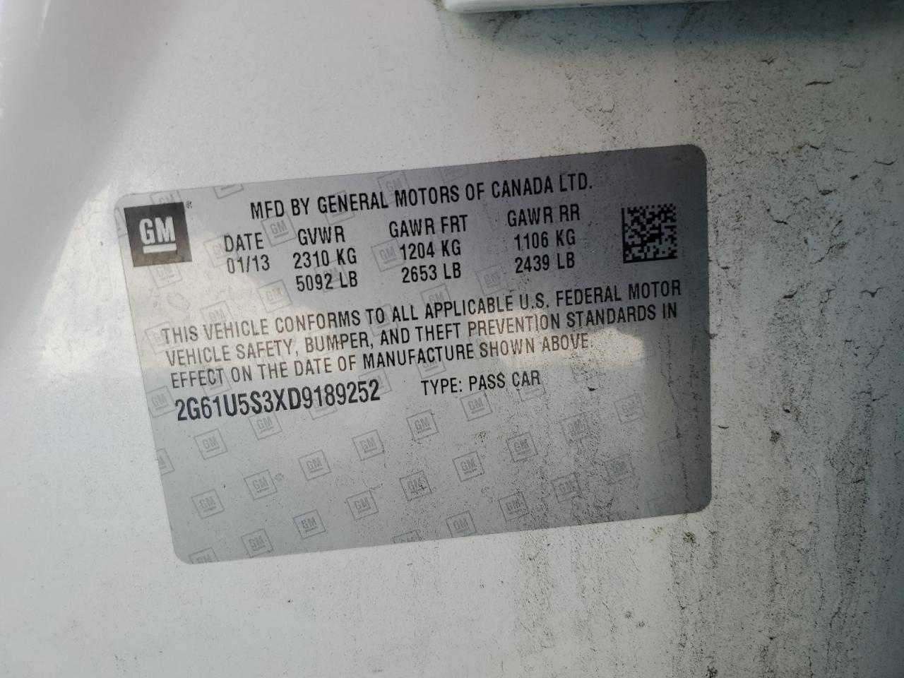 2013 Cadillac Xts Platinum VIN: 2G61U5S3XD9189252 Lot: 69349235