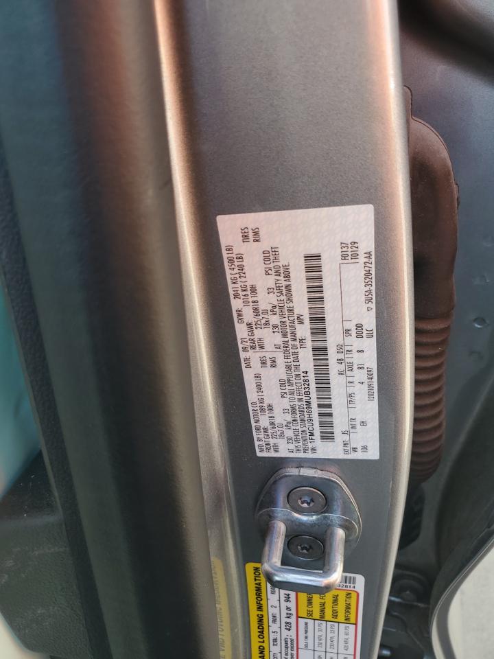 2021 Ford Escape Sel VIN: 1FMCU9H69MUB32814 Lot: 68725515