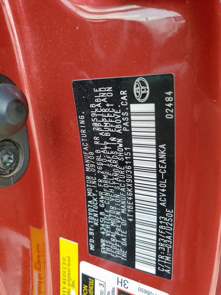 2009 Toyota Camry Base VIN: 4T1BE46KX9U361151 Lot: 68091005