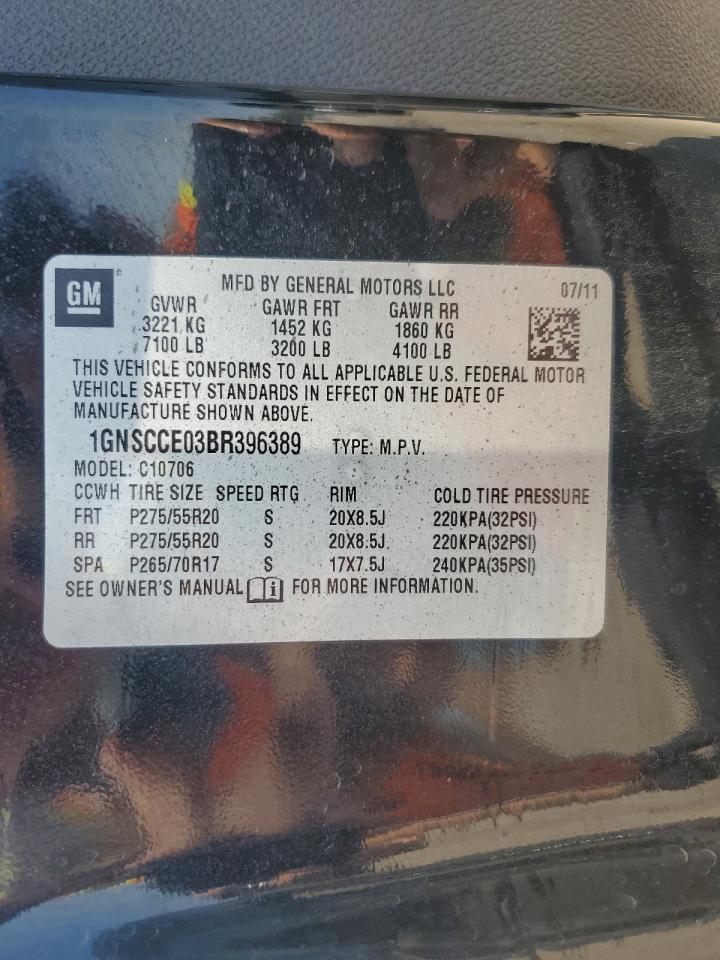 2011 Chevrolet Tahoe C1500 Ltz VIN: 1GNSCCE03BR396389 Lot: 69406045