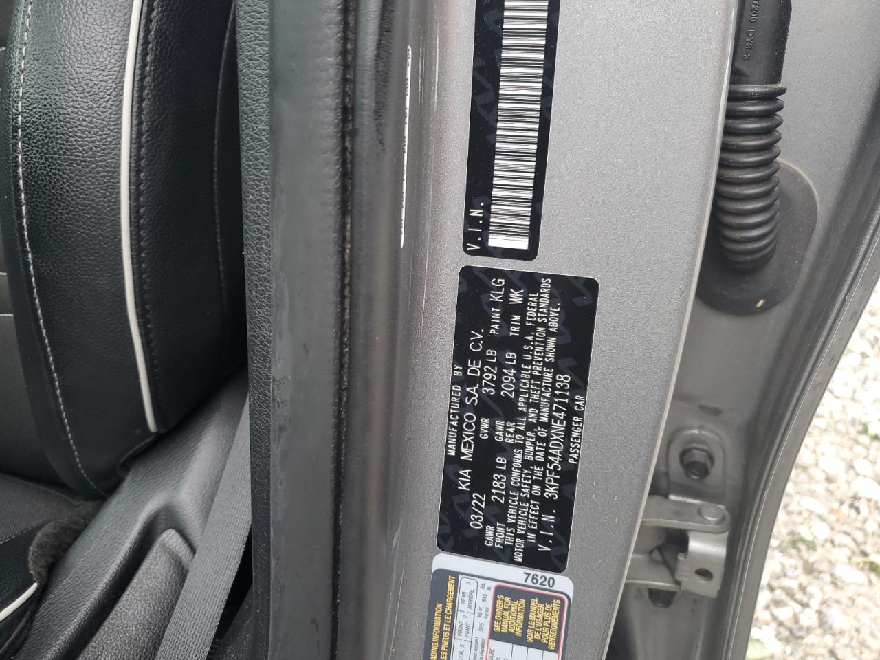 2022 Kia Forte Gt Line VIN: 3KPF54ADXNE471138 Lot: 67381825