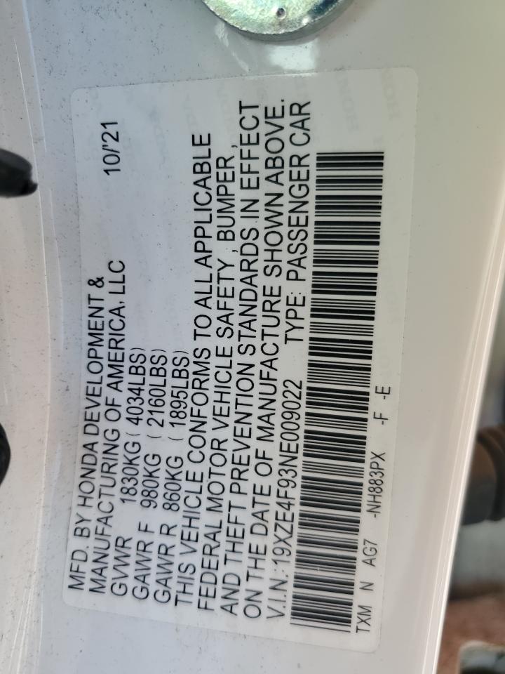 2022 Honda Insight Touring VIN: 19XZE4F93NE009022 Lot: 70633315