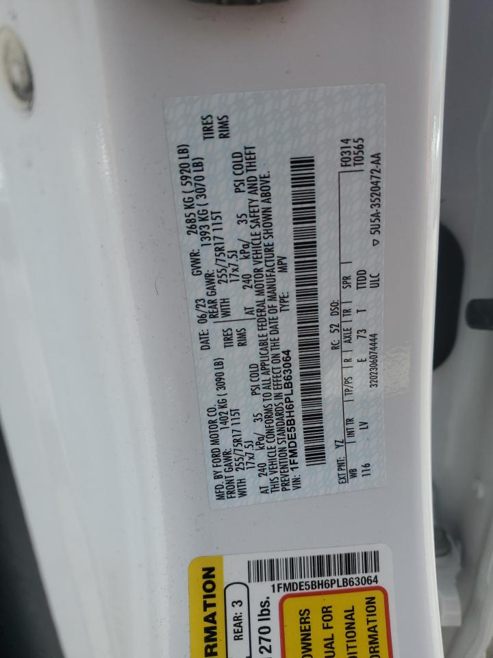 2023 Ford Bronco Base VIN: 1FMDE5BH6PLB63064 Lot: 69448745