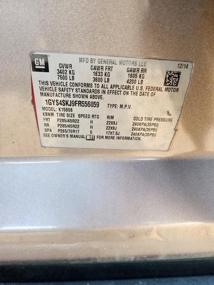 2015 Cadillac Escalade Esv Luxury VIN: 1GYS4SKJ9FR556059 Lot: 69801405