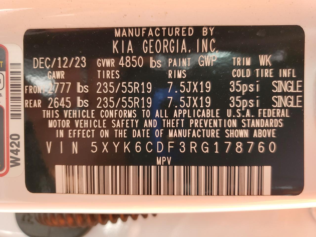 2024 Kia Sportage X Line VIN: 5XYK6CDF3RG178760 Lot: 70102395