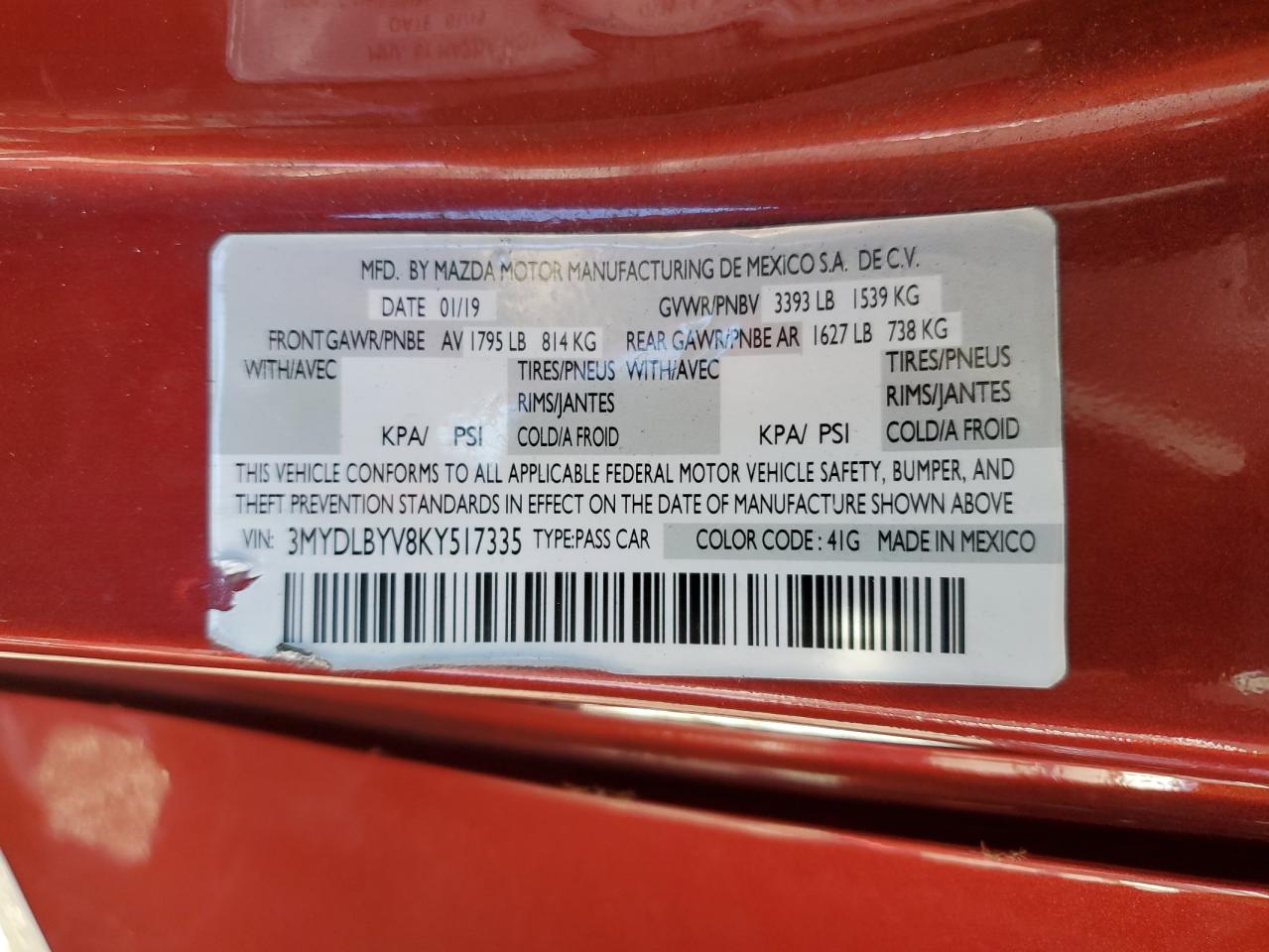 2019 Toyota Yaris L VIN: 3MYDLBYV8KY517335 Lot: 70204655